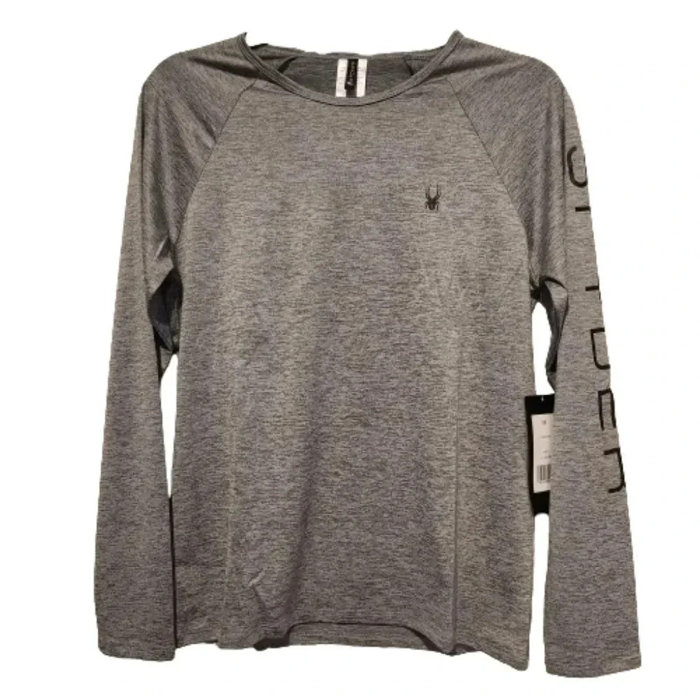 Spyder longsleeve grey/black logo rash guard top Size Medium NWT
